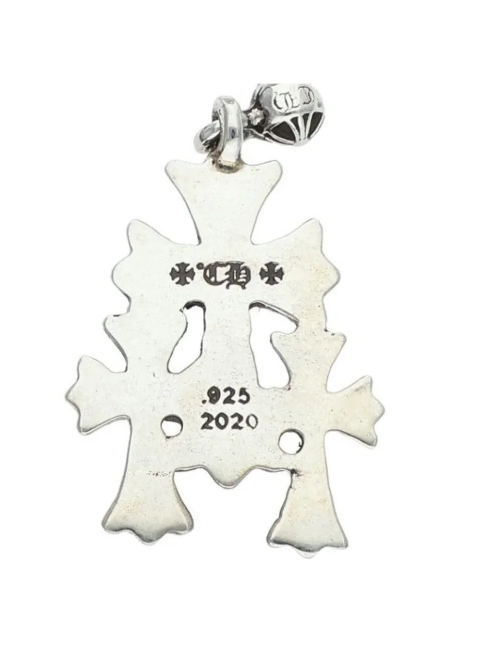 Chrome Hearts 3 CH Cross Drop Triple Silver Earrings